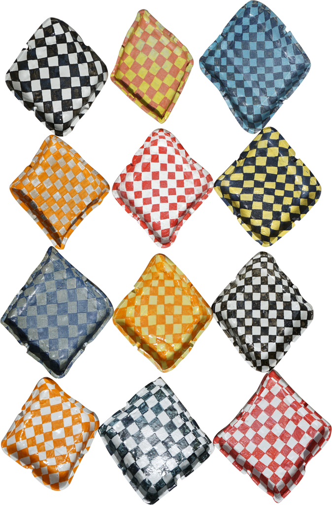 Checkered Yellow & Orange Ashtray