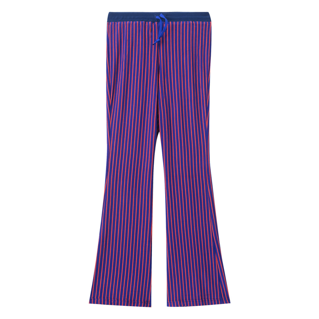 Blue Stripes Rib Knit Pants