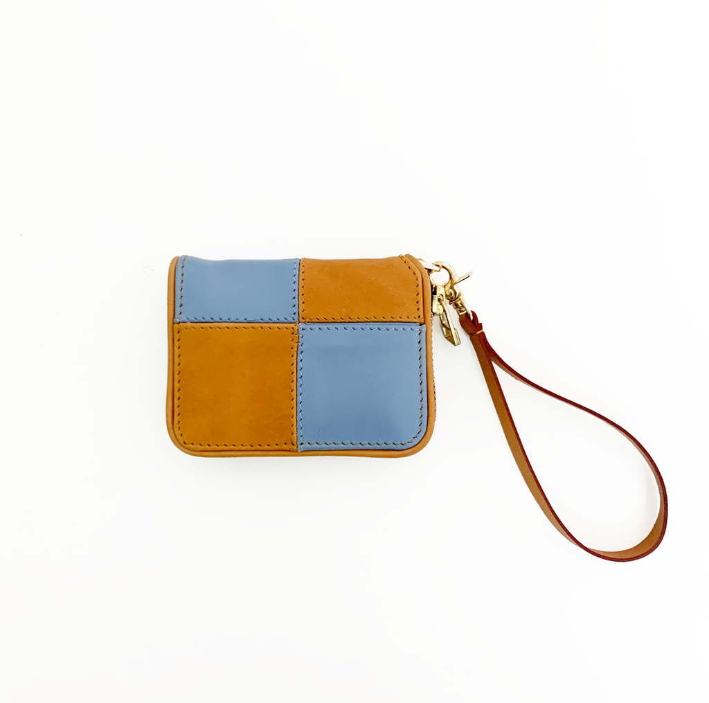 Re- Mini Wallet Light Blue & Tanned